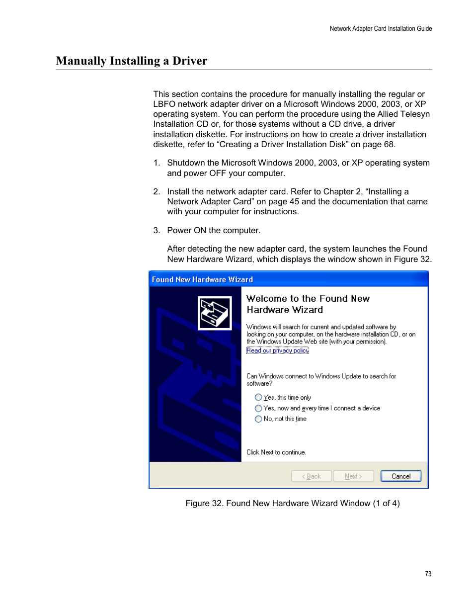 Manually installing a driver | Allied Telesis AT-2746FX User Manual | Page 73 / 238