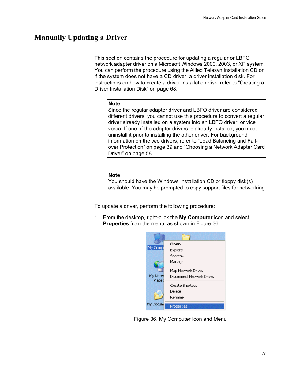Manually updating a driver | Allied Telesis AT-2746FX User Manual | Page 77 / 238