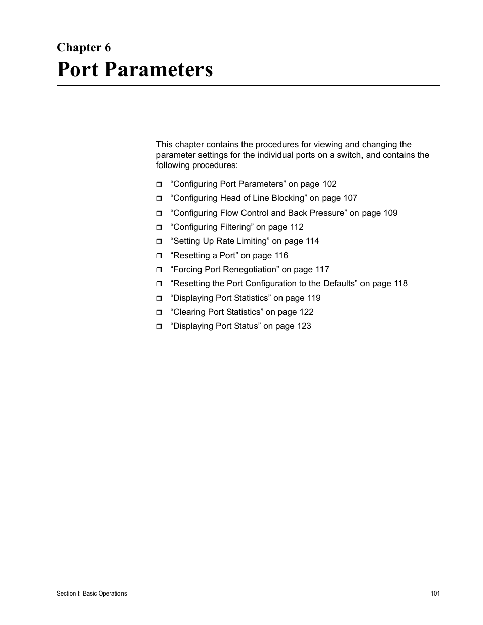 Chapter 6, Port parameters, Chapter 6: port parameters | Allied Telesis AT-S63 User Manual | Page 101 / 822