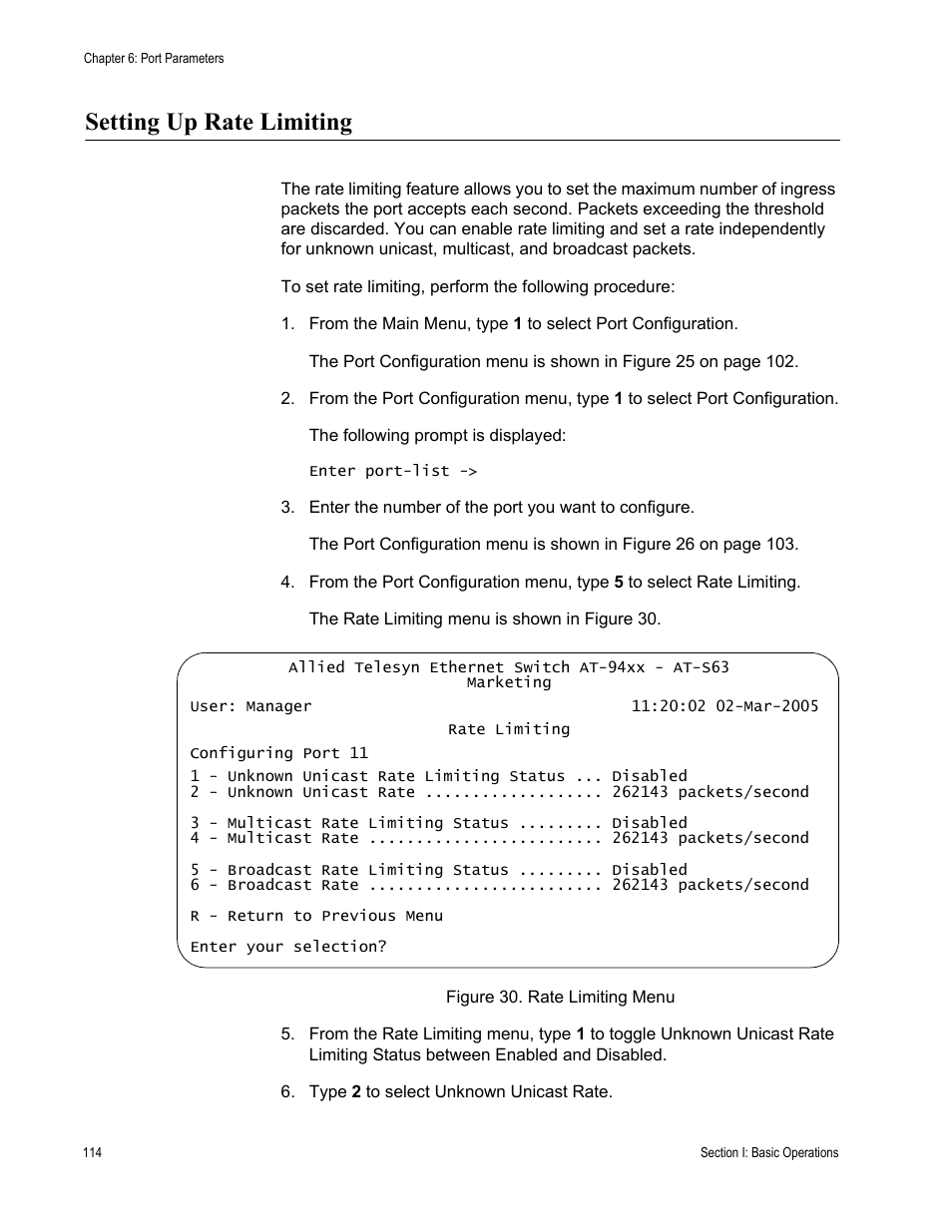 Setting up rate limiting | Allied Telesis AT-S63 User Manual | Page 114 / 822