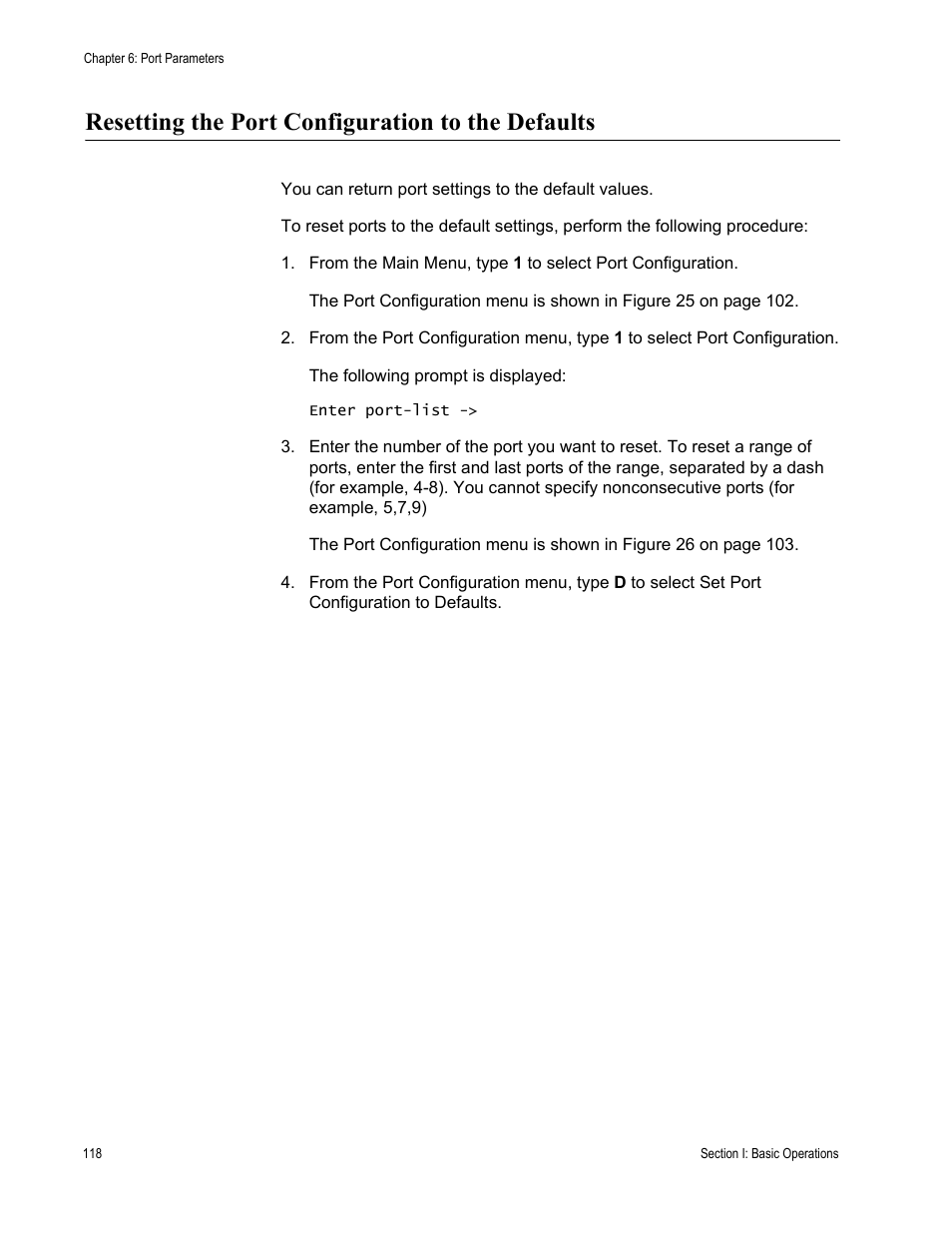 Resetting the port configuration to the defaults | Allied Telesis AT-S63 User Manual | Page 118 / 822