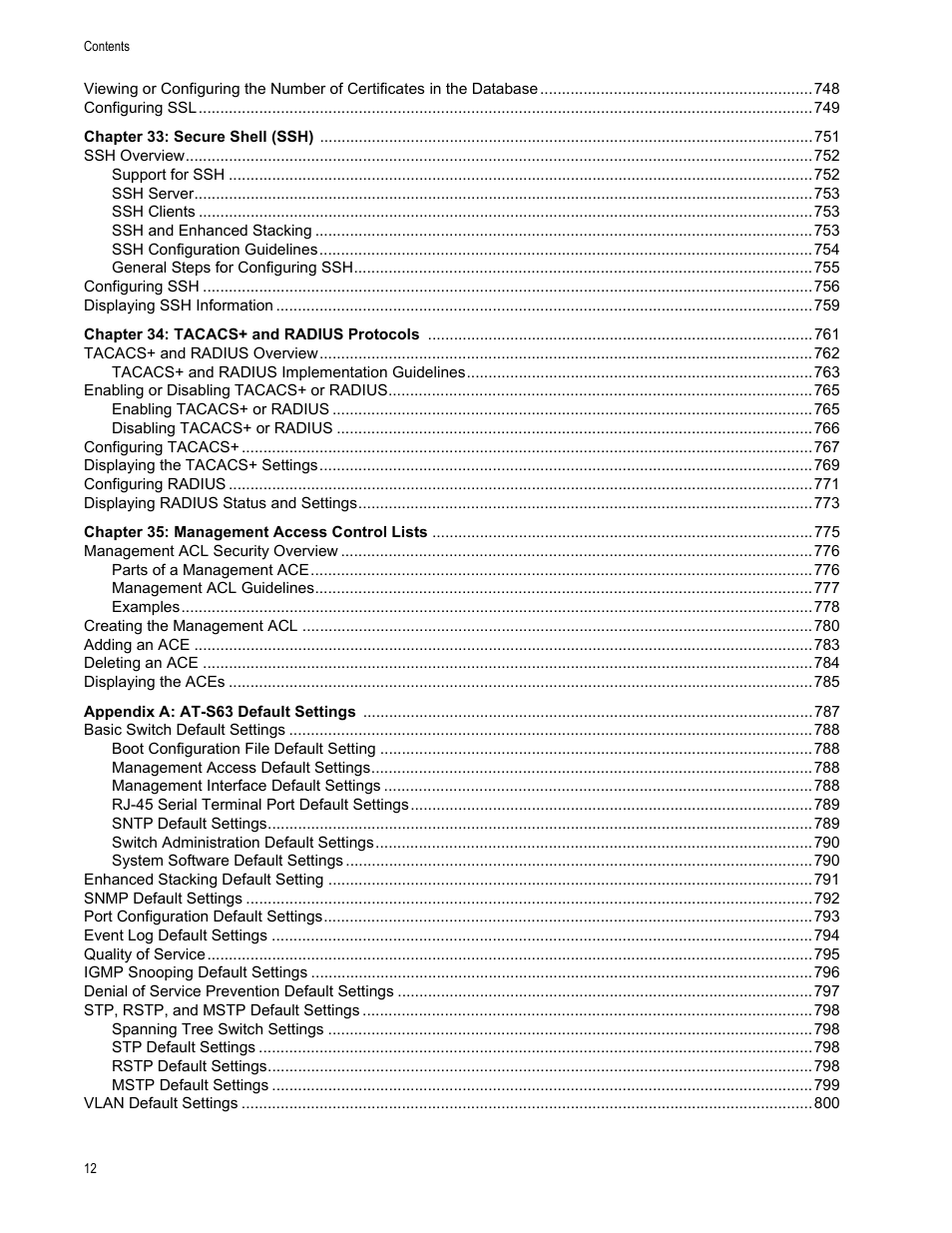 Allied Telesis AT-S63 User Manual | Page 12 / 822