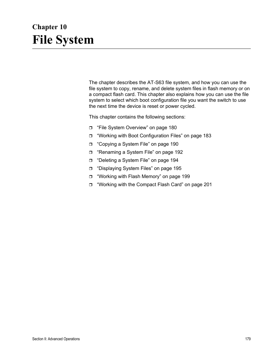 Chapter 10, File system | Allied Telesis AT-S63 User Manual | Page 179 / 822