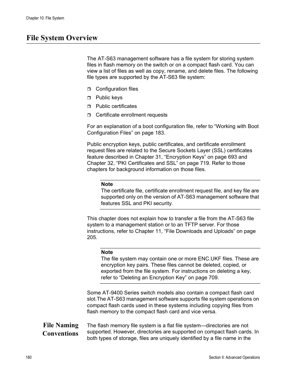 File system overview, File naming conventions | Allied Telesis AT-S63 User Manual | Page 180 / 822