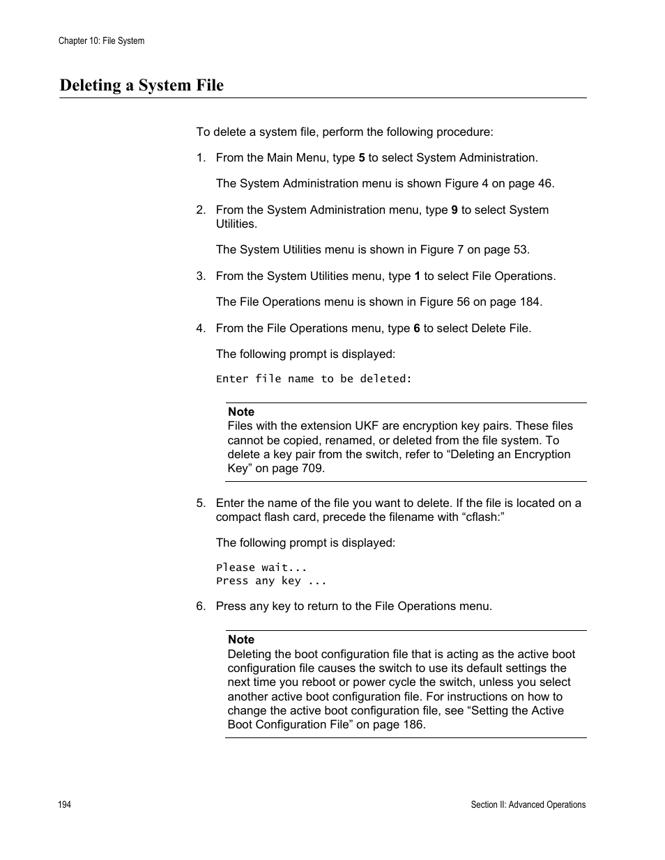 Deleting a system file | Allied Telesis AT-S63 User Manual | Page 194 / 822