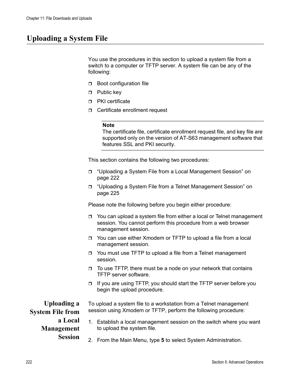 Uploading a system file | Allied Telesis AT-S63 User Manual | Page 222 / 822