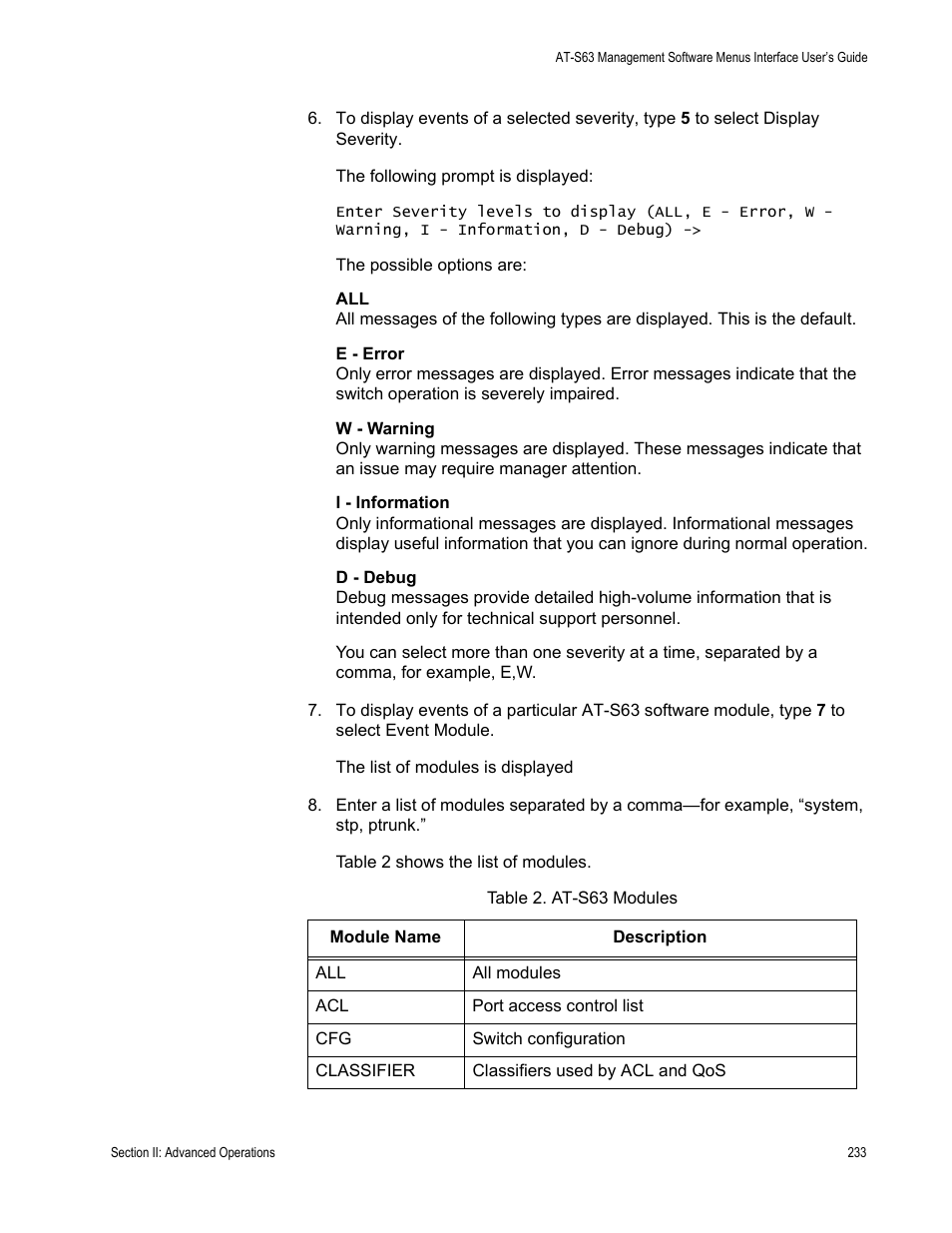 Allied Telesis AT-S63 User Manual | Page 233 / 822
