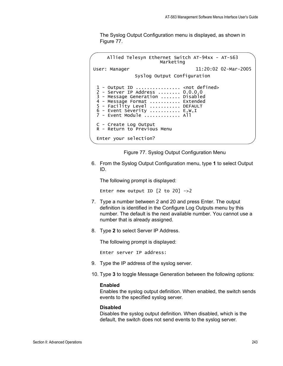 Allied Telesis AT-S63 User Manual | Page 243 / 822