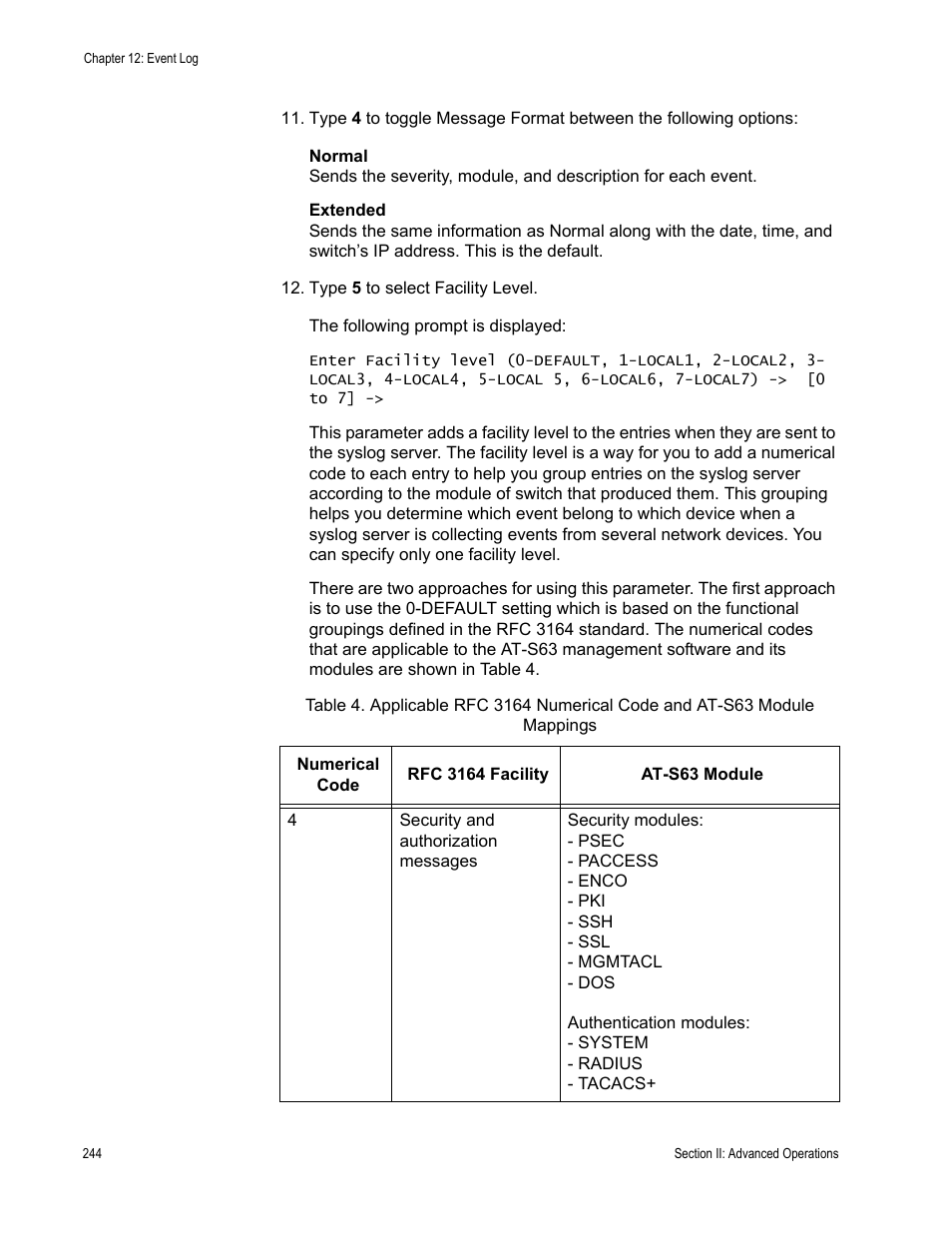 Allied Telesis AT-S63 User Manual | Page 244 / 822