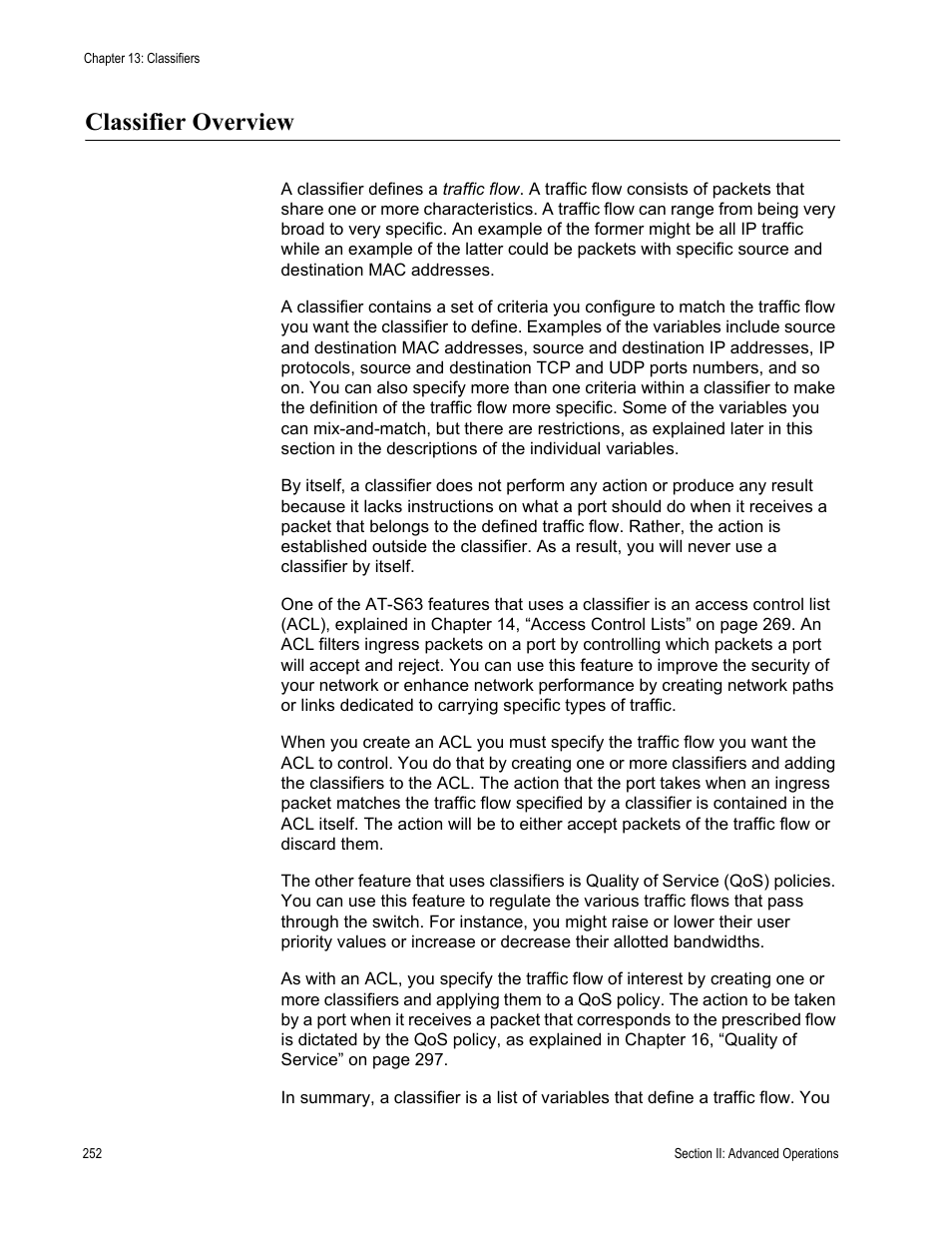 Classifier overview | Allied Telesis AT-S63 User Manual | Page 252 / 822
