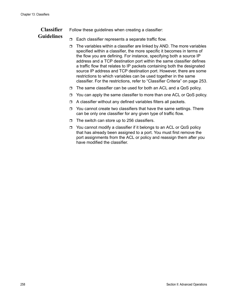 Classifier guidelines | Allied Telesis AT-S63 User Manual | Page 258 / 822