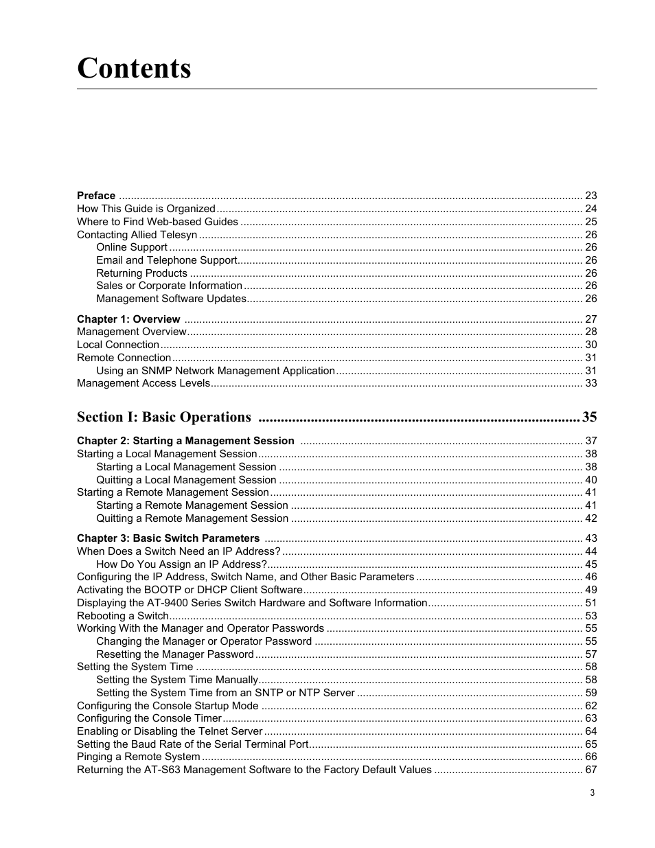 Allied Telesis AT-S63 User Manual | Page 3 / 822