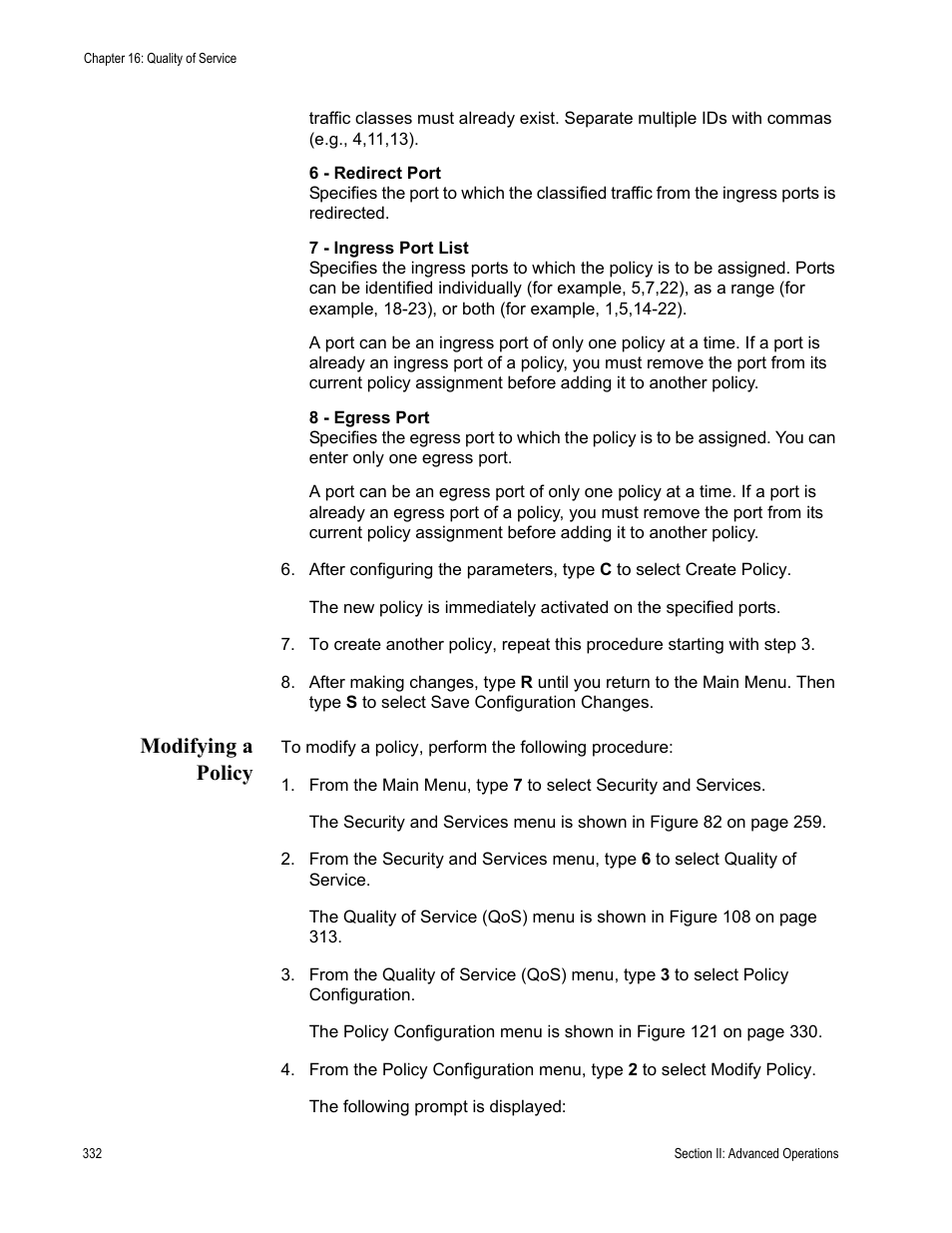 Modifying a policy | Allied Telesis AT-S63 User Manual | Page 332 / 822