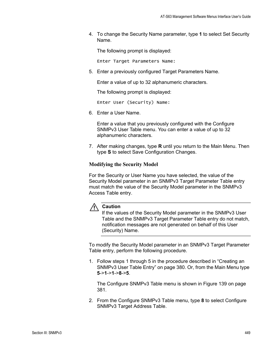 Modifying the security model | Allied Telesis AT-S63 User Manual | Page 449 / 822