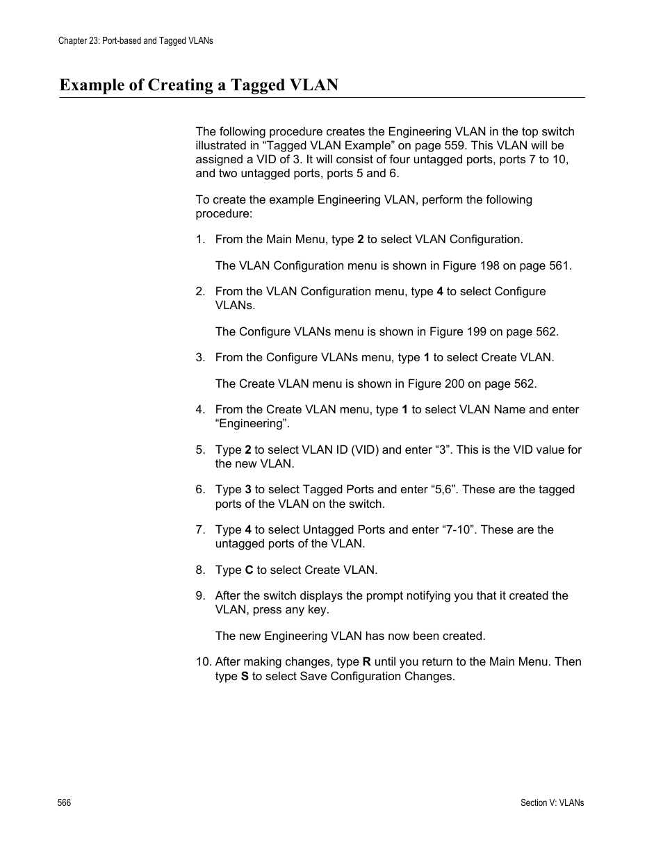 Example of creating a tagged vlan | Allied Telesis AT-S63 User Manual | Page 566 / 822