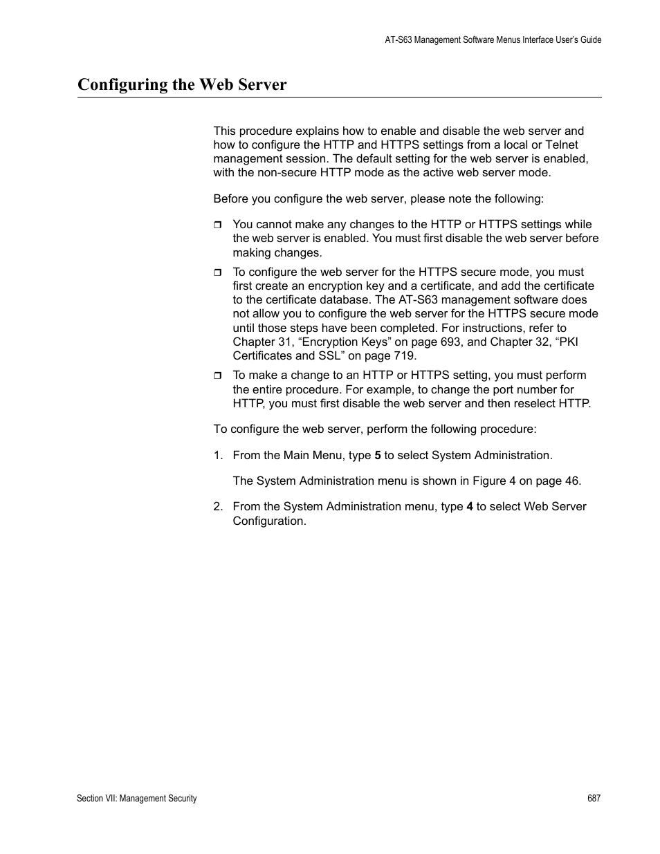 Configuring the web server | Allied Telesis AT-S63 User Manual | Page 687 / 822