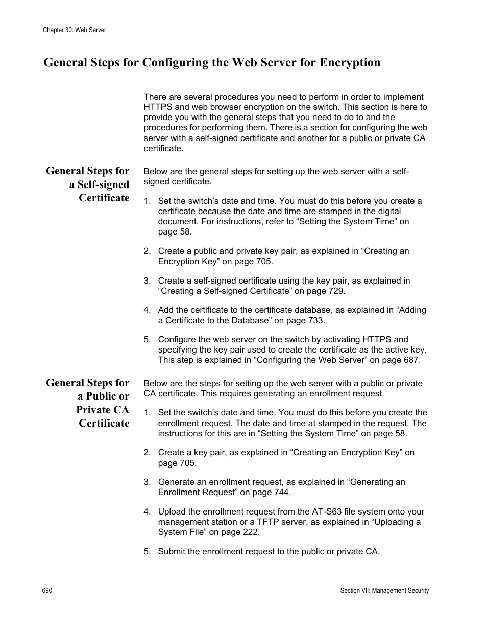 General steps for a self-signed certificate | Allied Telesis AT-S63 User Manual | Page 690 / 822