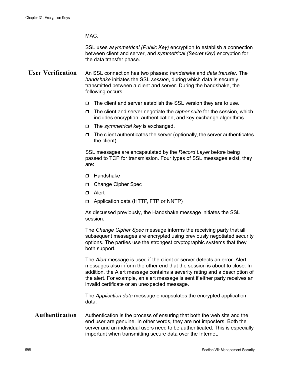 User verification, Authentication, User verification authentication | Allied Telesis AT-S63 User Manual | Page 698 / 822