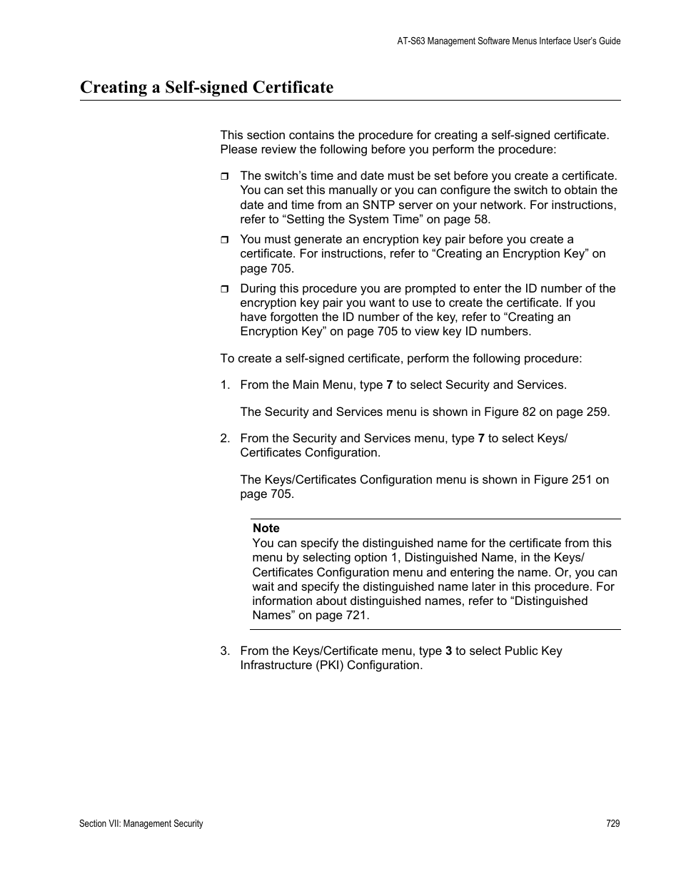 Creating a self-signed certificate | Allied Telesis AT-S63 User Manual | Page 729 / 822