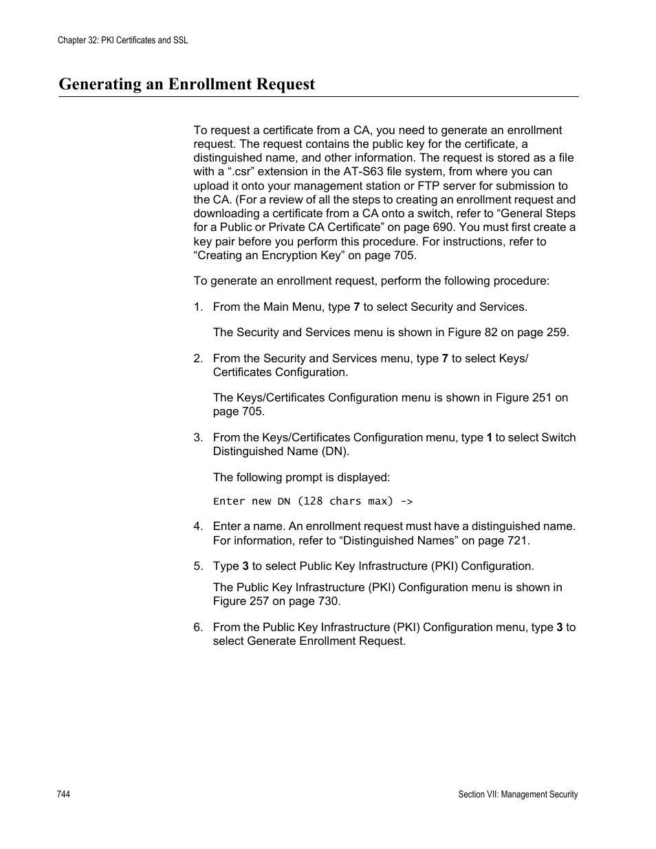 Generating an enrollment request, In “generating an | Allied Telesis AT-S63 User Manual | Page 744 / 822