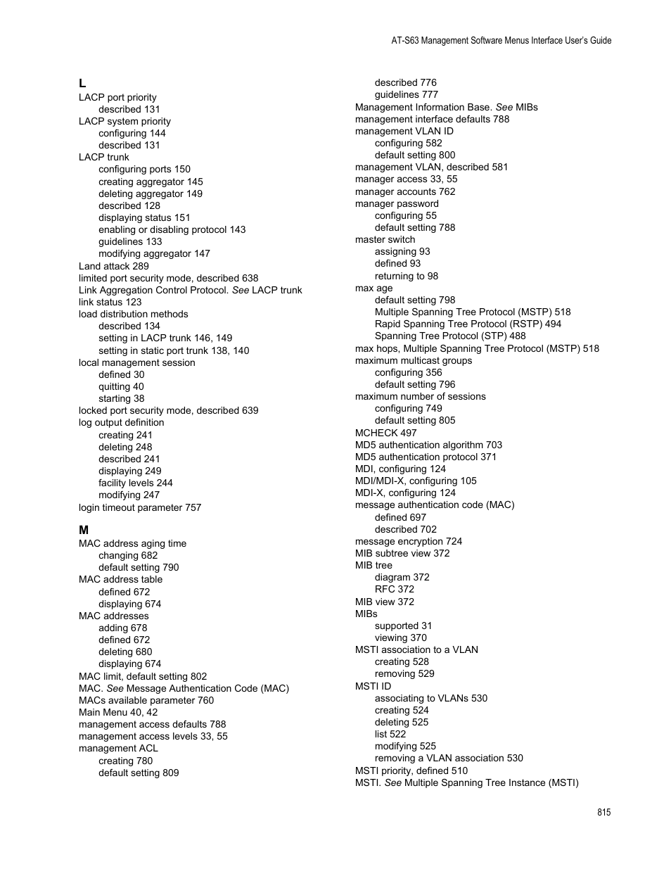 Allied Telesis AT-S63 User Manual | Page 815 / 822