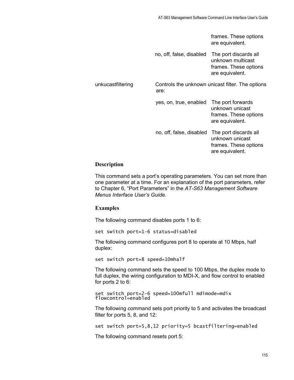 Description, Examples | Allied Telesis AT-S63 User Manual | Page 115 / 562