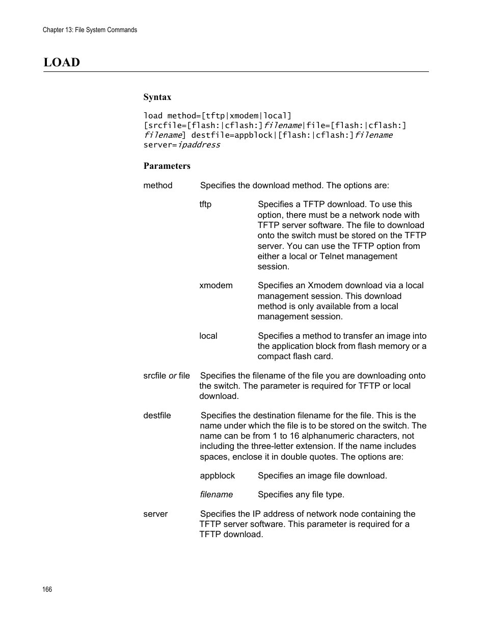 Load, Syntax, Parameters | Allied Telesis AT-S63 User Manual | Page 166 / 562