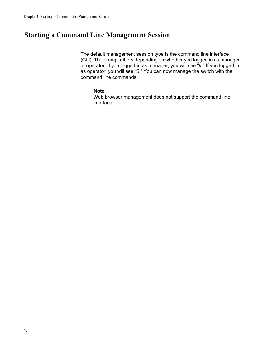 Starting a command line management session | Allied Telesis AT-S63 User Manual | Page 18 / 562