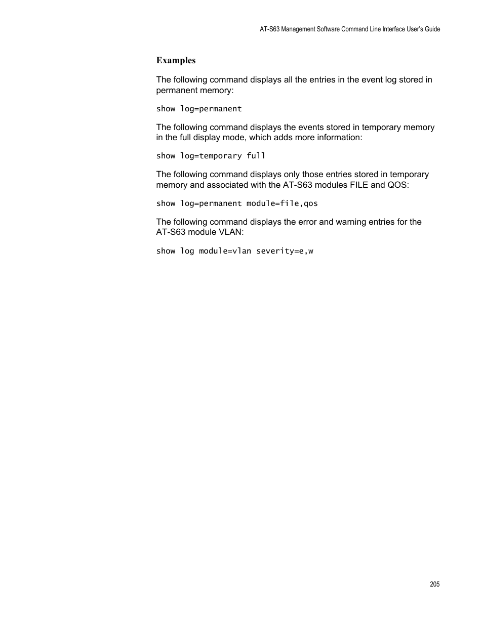 Examples | Allied Telesis AT-S63 User Manual | Page 205 / 562
