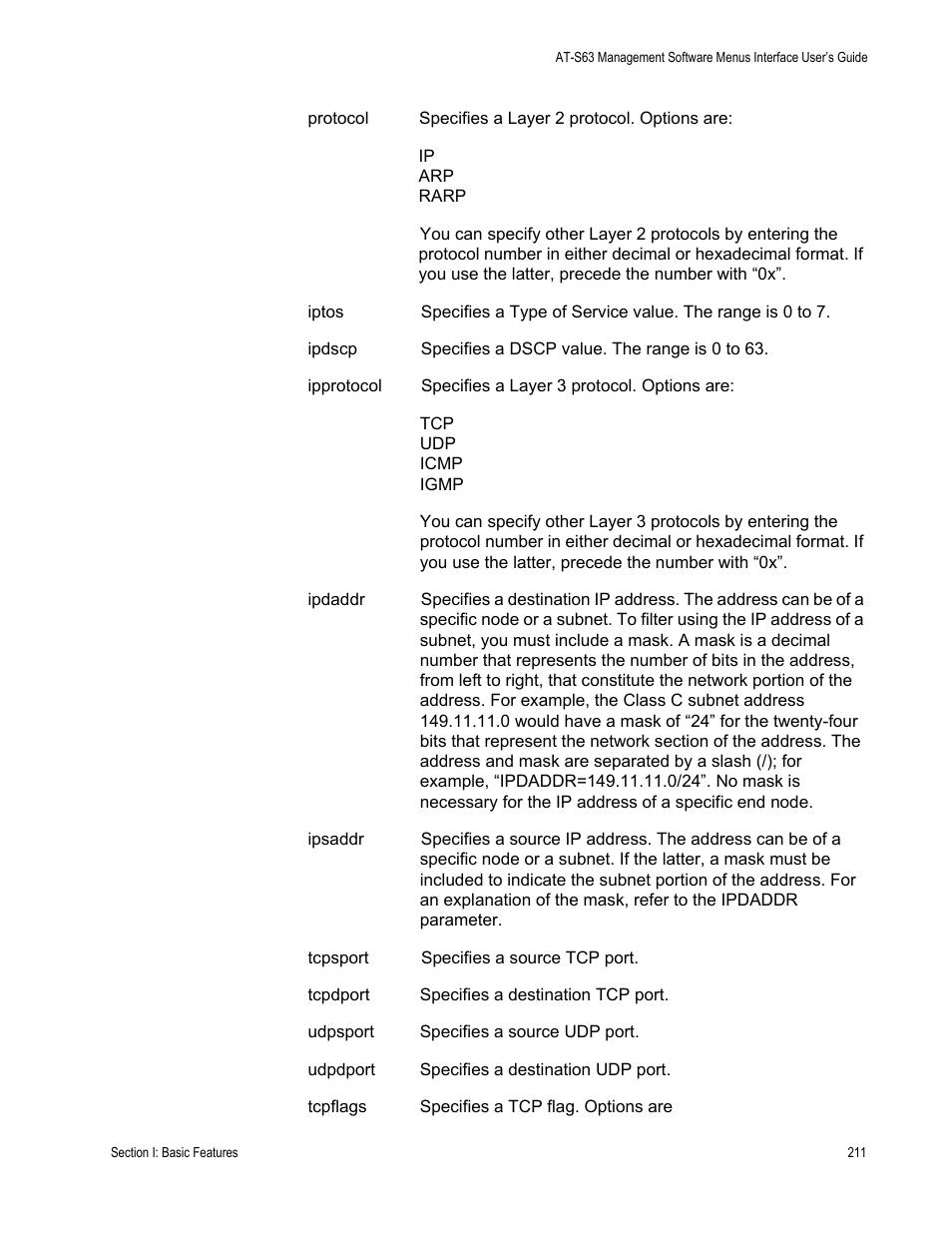 Allied Telesis AT-S63 User Manual | Page 211 / 562