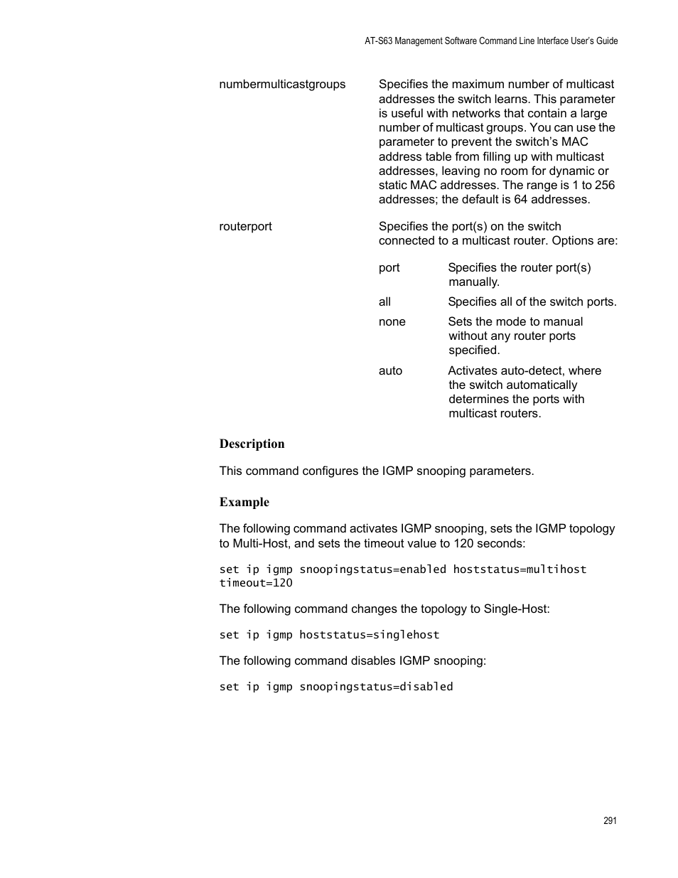 Description, Example | Allied Telesis AT-S63 User Manual | Page 291 / 562