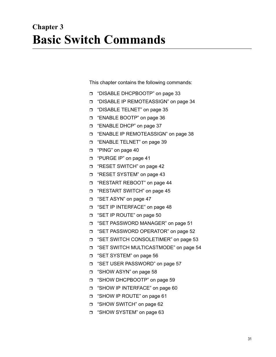 Chapter 3, Basic switch commands, R 3: basic switch commands | Allied Telesis AT-S63 User Manual | Page 31 / 562