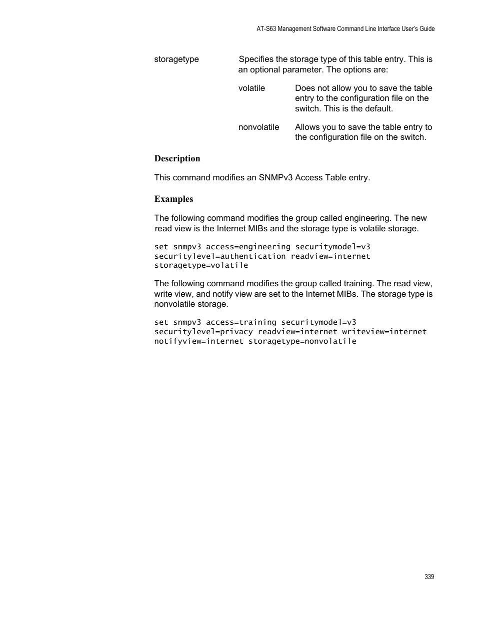 Description, Examples | Allied Telesis AT-S63 User Manual | Page 339 / 562