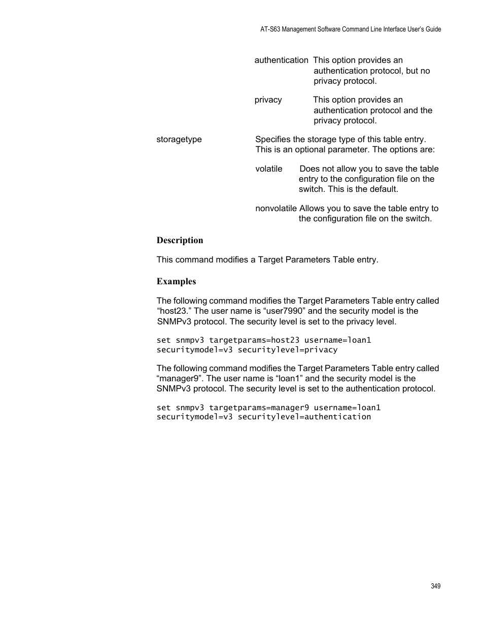 Description, Examples | Allied Telesis AT-S63 User Manual | Page 349 / 562