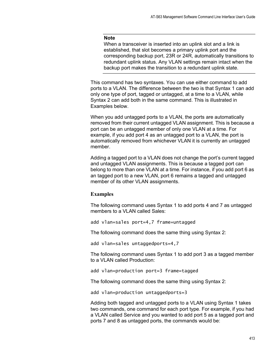 Examples | Allied Telesis AT-S63 User Manual | Page 413 / 562