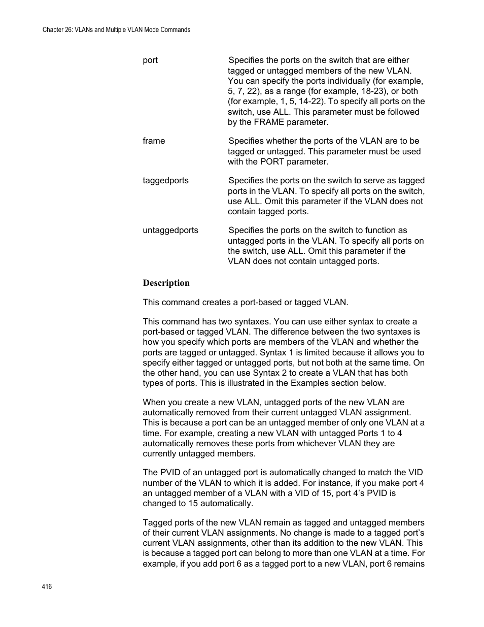 Description | Allied Telesis AT-S63 User Manual | Page 416 / 562