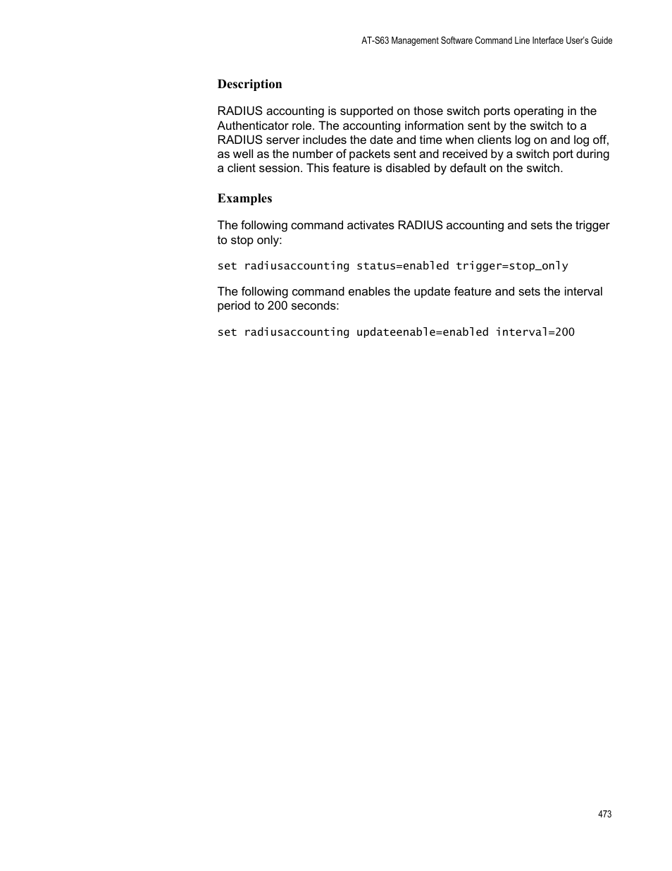 Description, Examples | Allied Telesis AT-S63 User Manual | Page 473 / 562