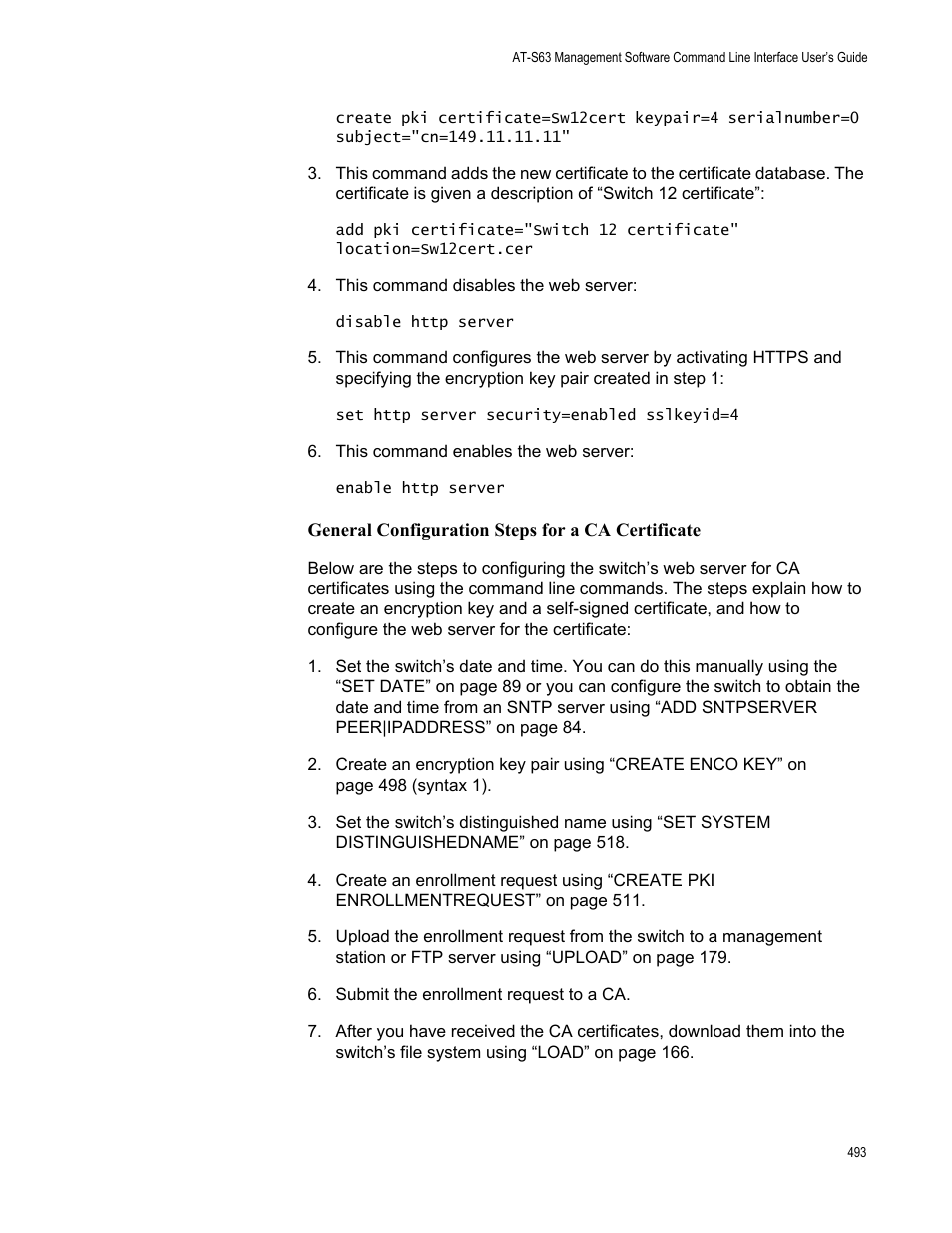 General configuration steps for a ca certificate | Allied Telesis AT-S63 User Manual | Page 493 / 562