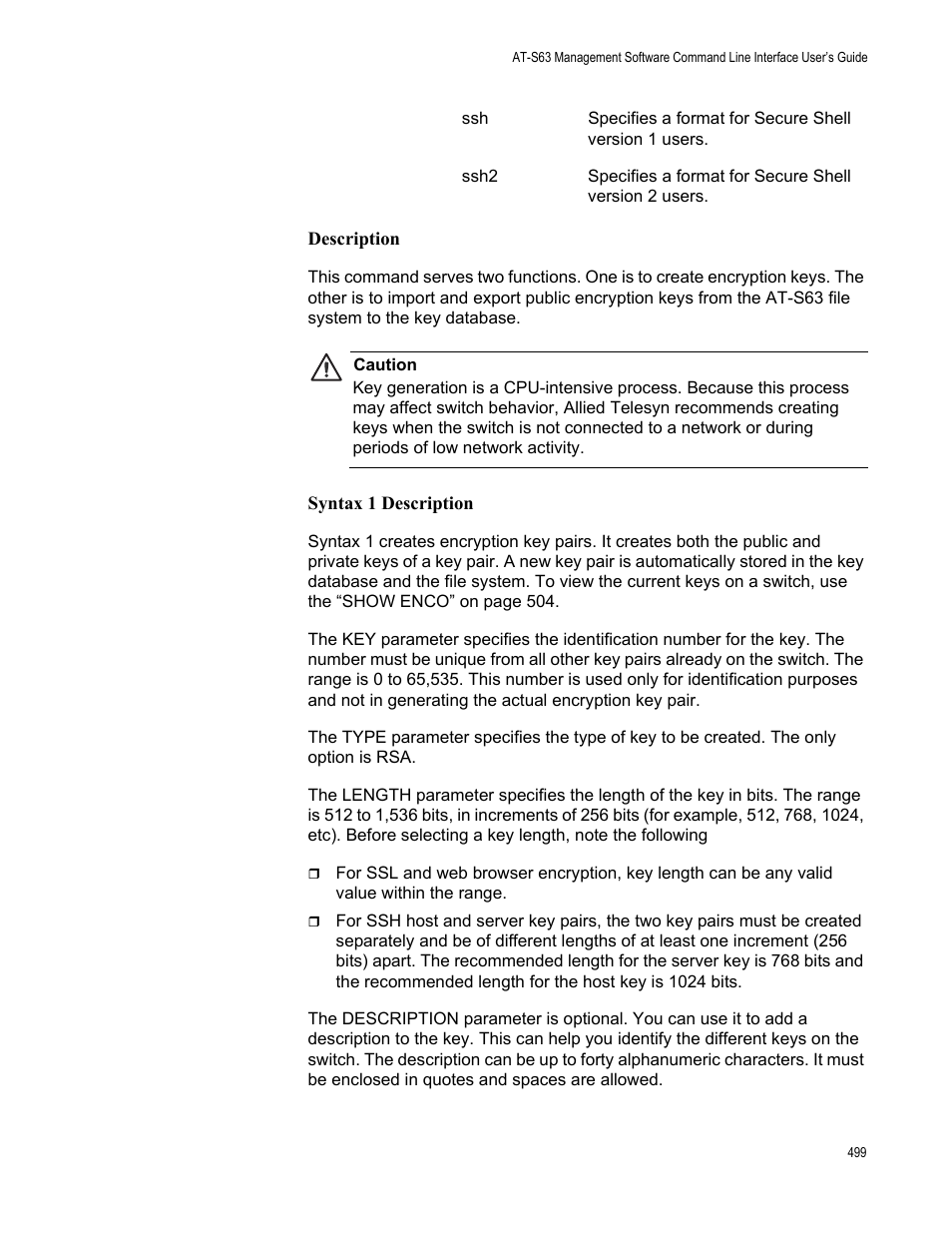 Description, Syntax 1 description | Allied Telesis AT-S63 User Manual | Page 499 / 562