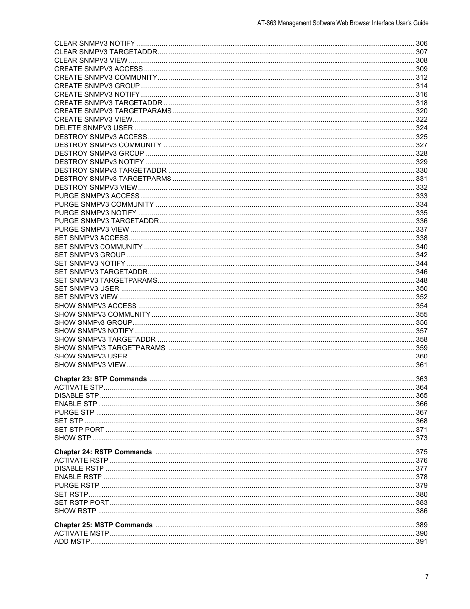 Allied Telesis AT-S63 User Manual | Page 7 / 562