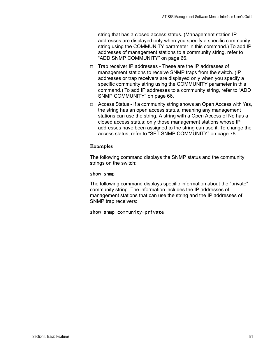 Examples | Allied Telesis AT-S63 User Manual | Page 81 / 562