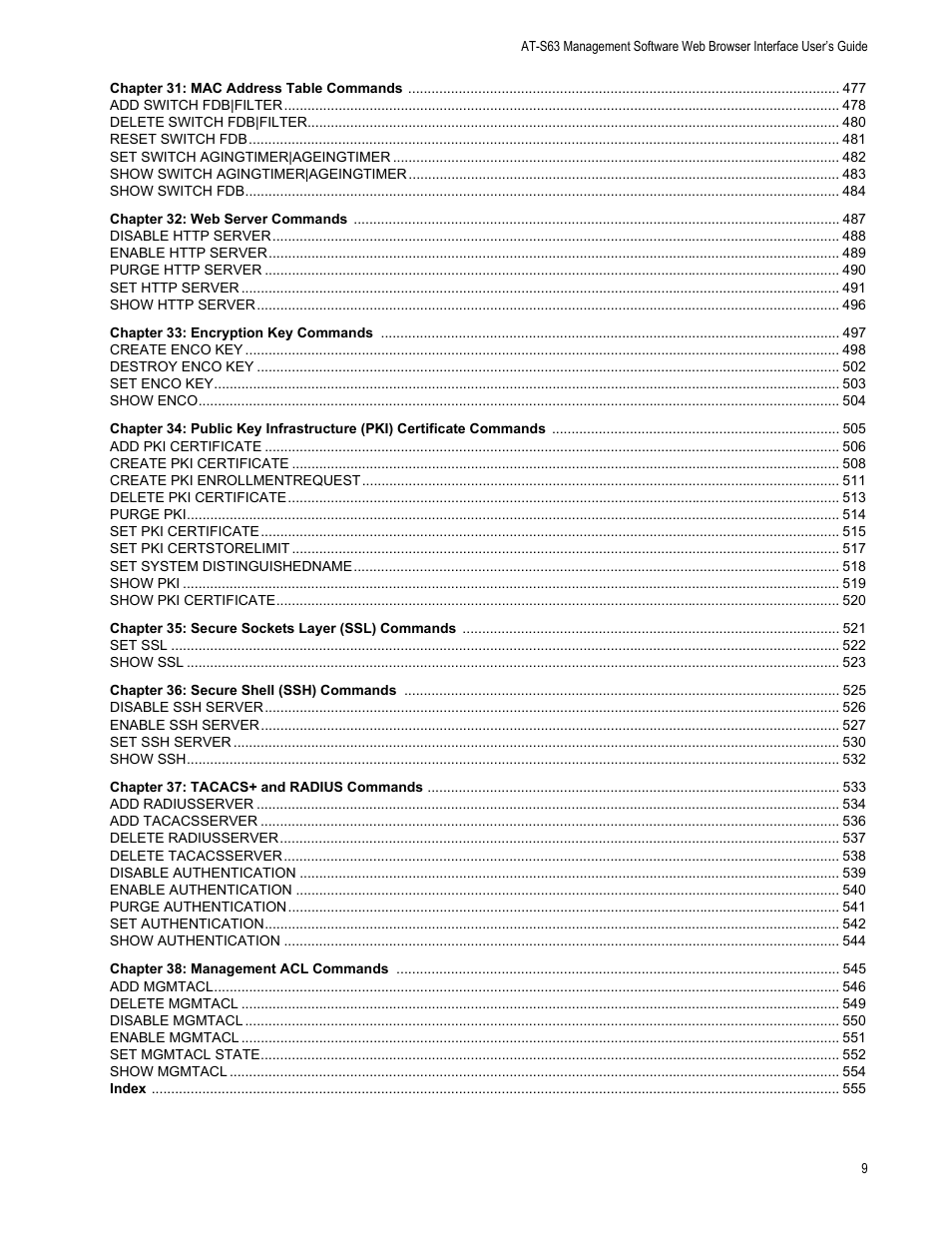 Allied Telesis AT-S63 User Manual | Page 9 / 562