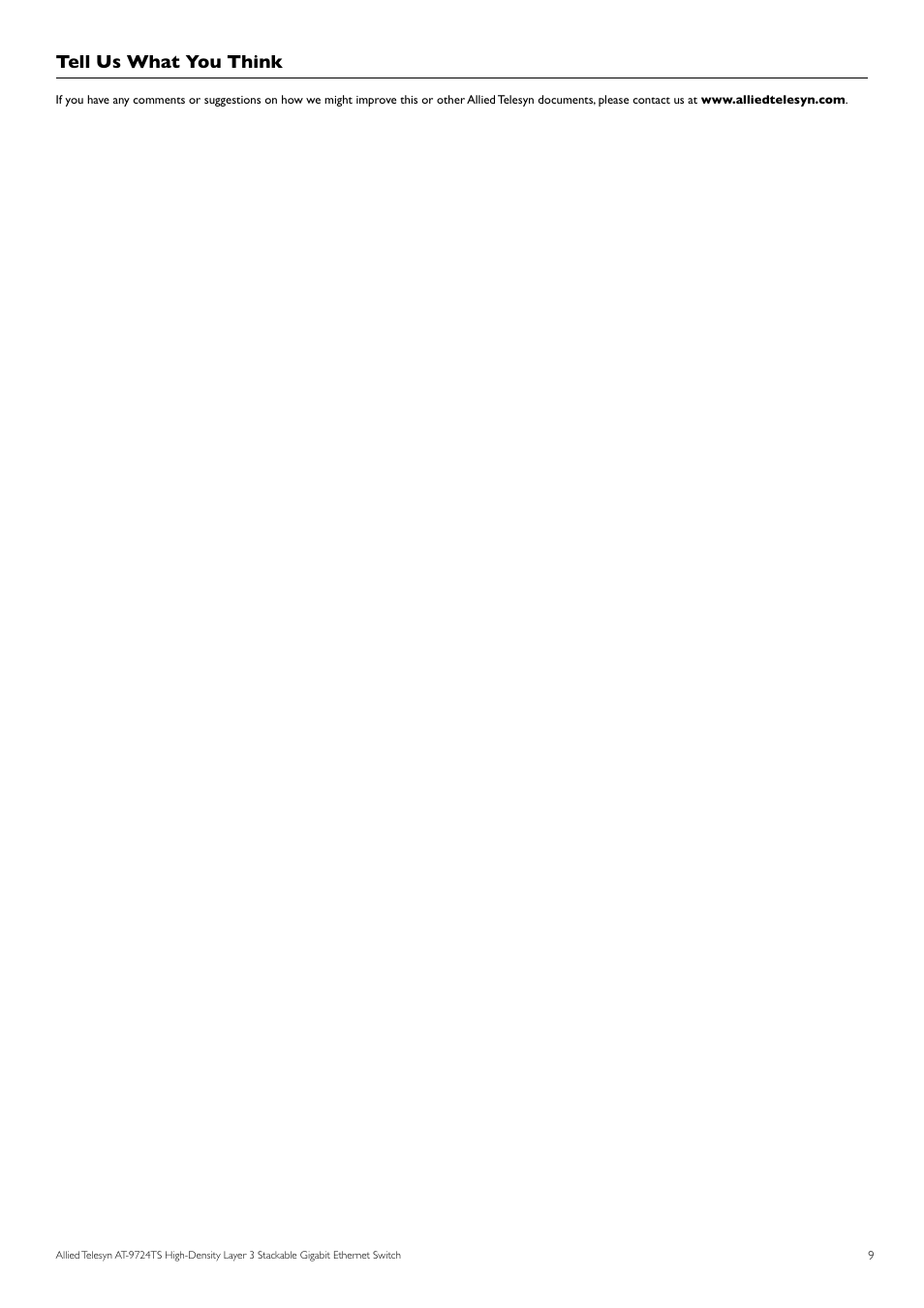 Tell us what you think | Allied Telesis AT-9724TS User Manual | Page 10 / 197