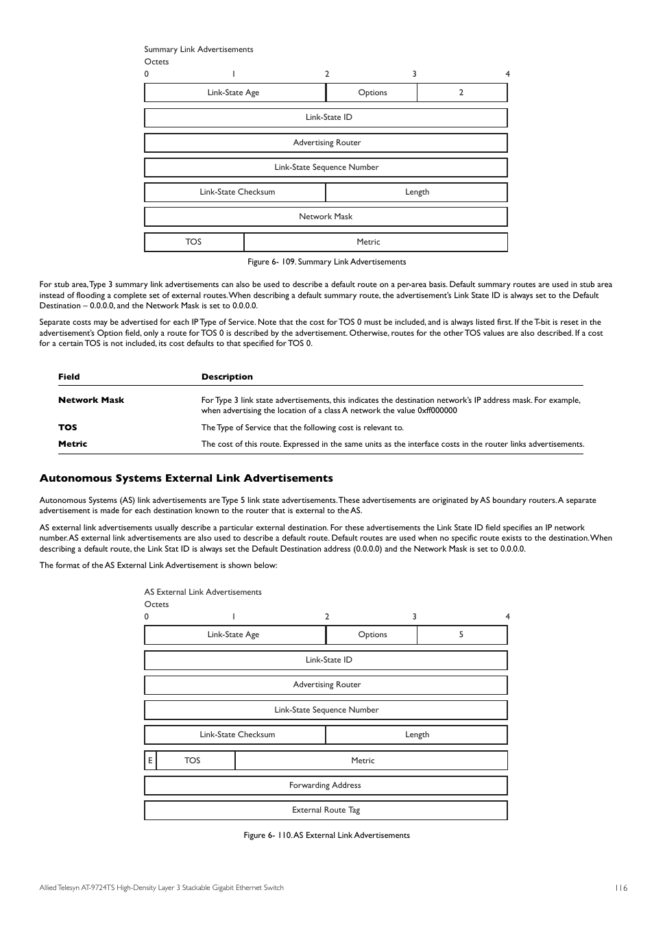 Autonomous systems external link advertisements | Allied Telesis AT-9724TS User Manual | Page 117 / 197