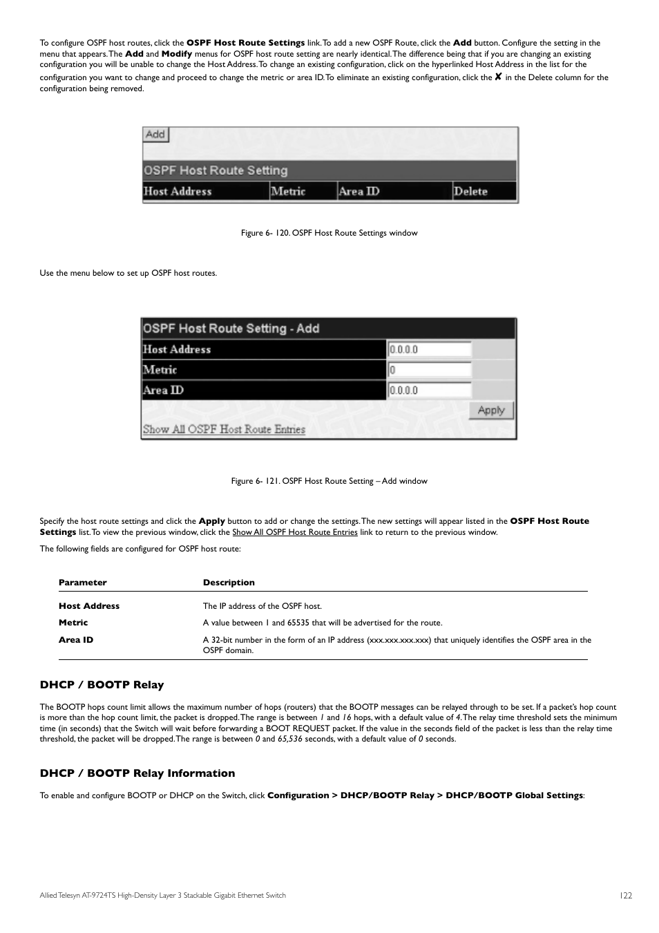 Dhcp / bootp relay, Dhcp / bootp relay information | Allied Telesis AT-9724TS User Manual | Page 123 / 197
