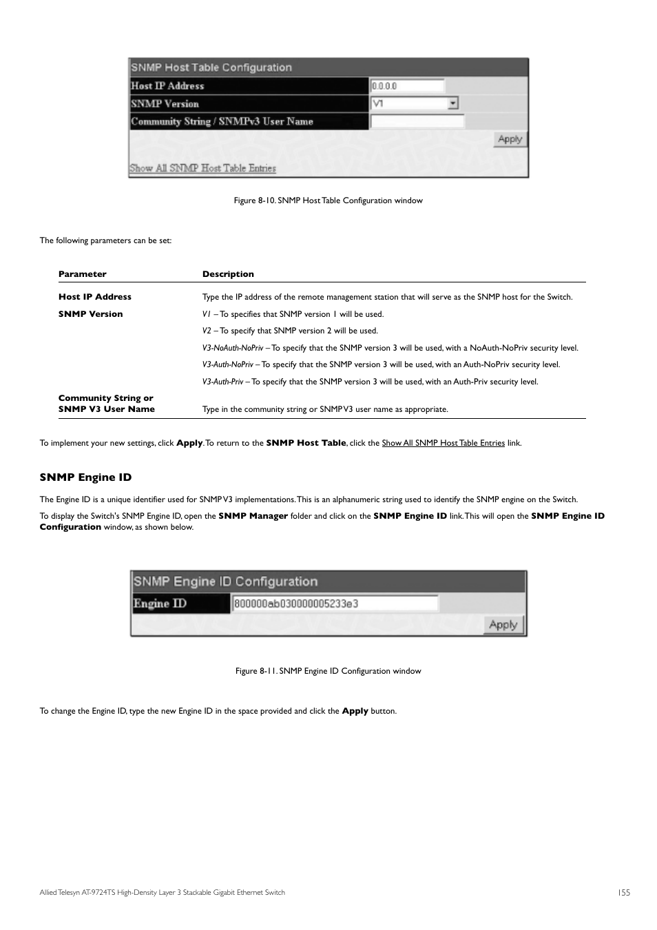 Snmp engine id | Allied Telesis AT-9724TS User Manual | Page 156 / 197