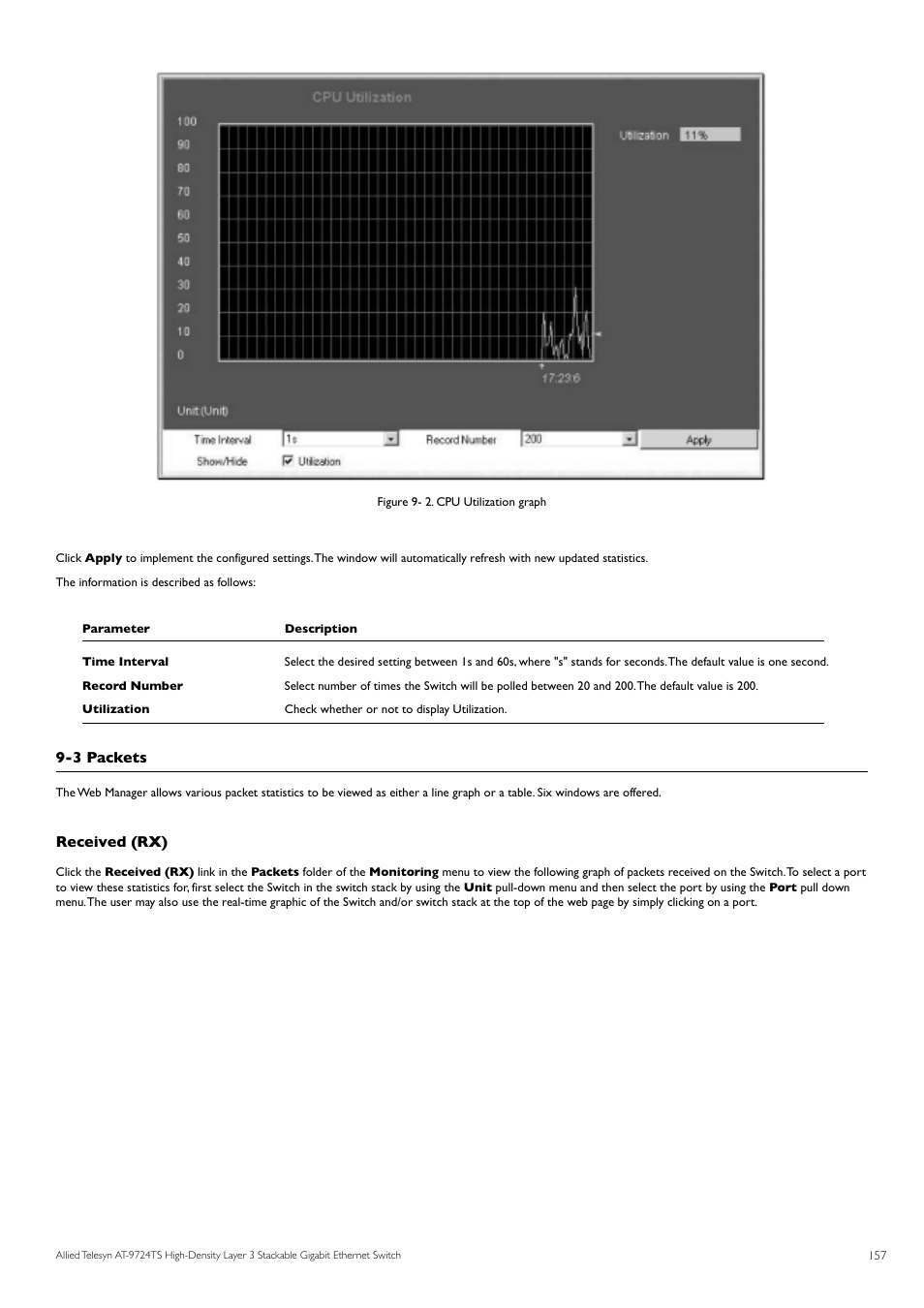 3 packets, Received (rx) | Allied Telesis AT-9724TS User Manual | Page 158 / 197