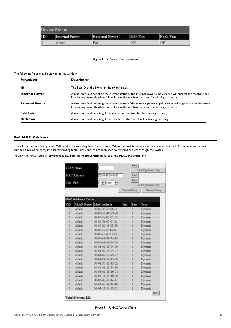 6 mac address | Allied Telesis AT-9724TS User Manual | Page 169 / 197