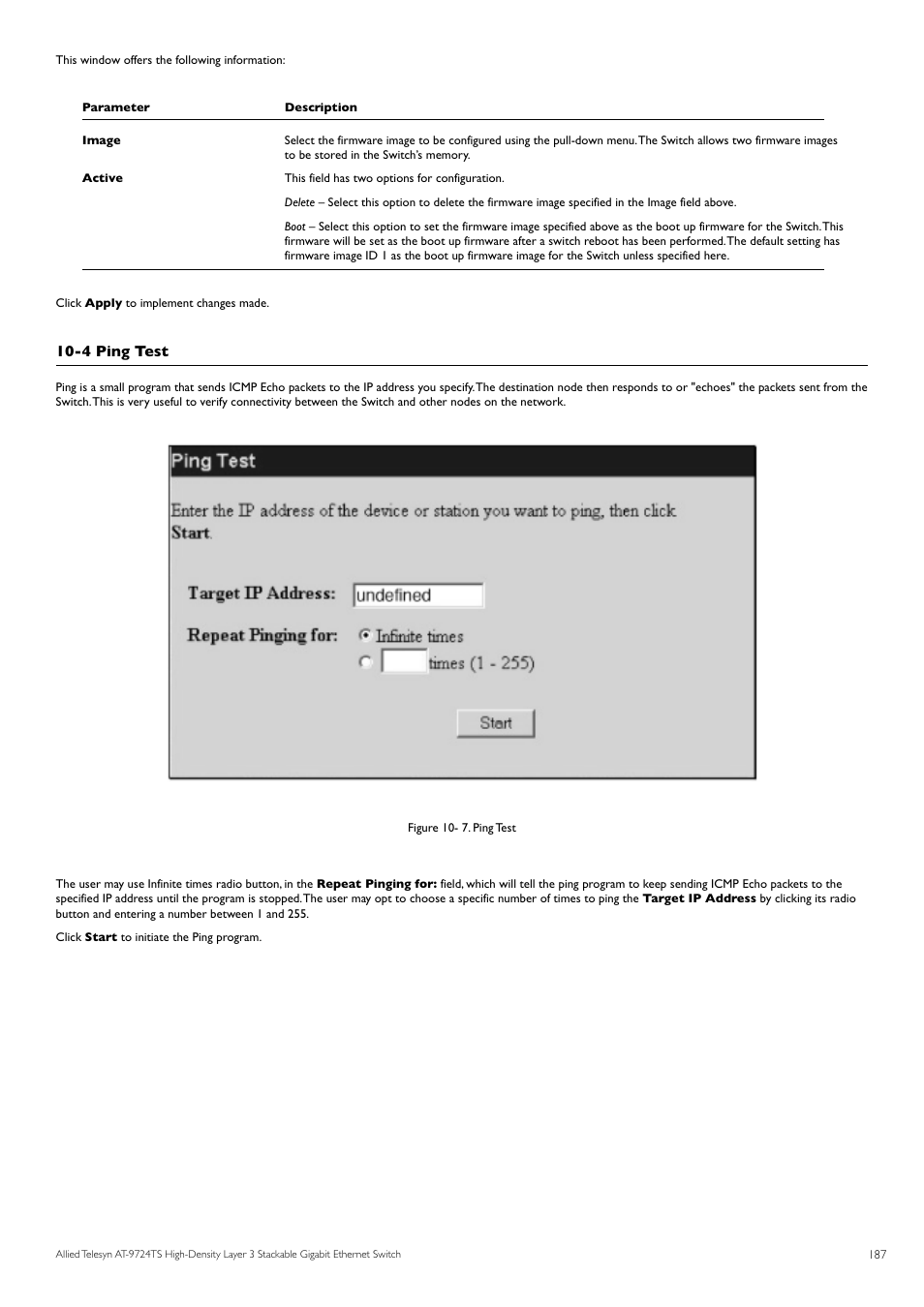 4 ping test | Allied Telesis AT-9724TS User Manual | Page 188 / 197