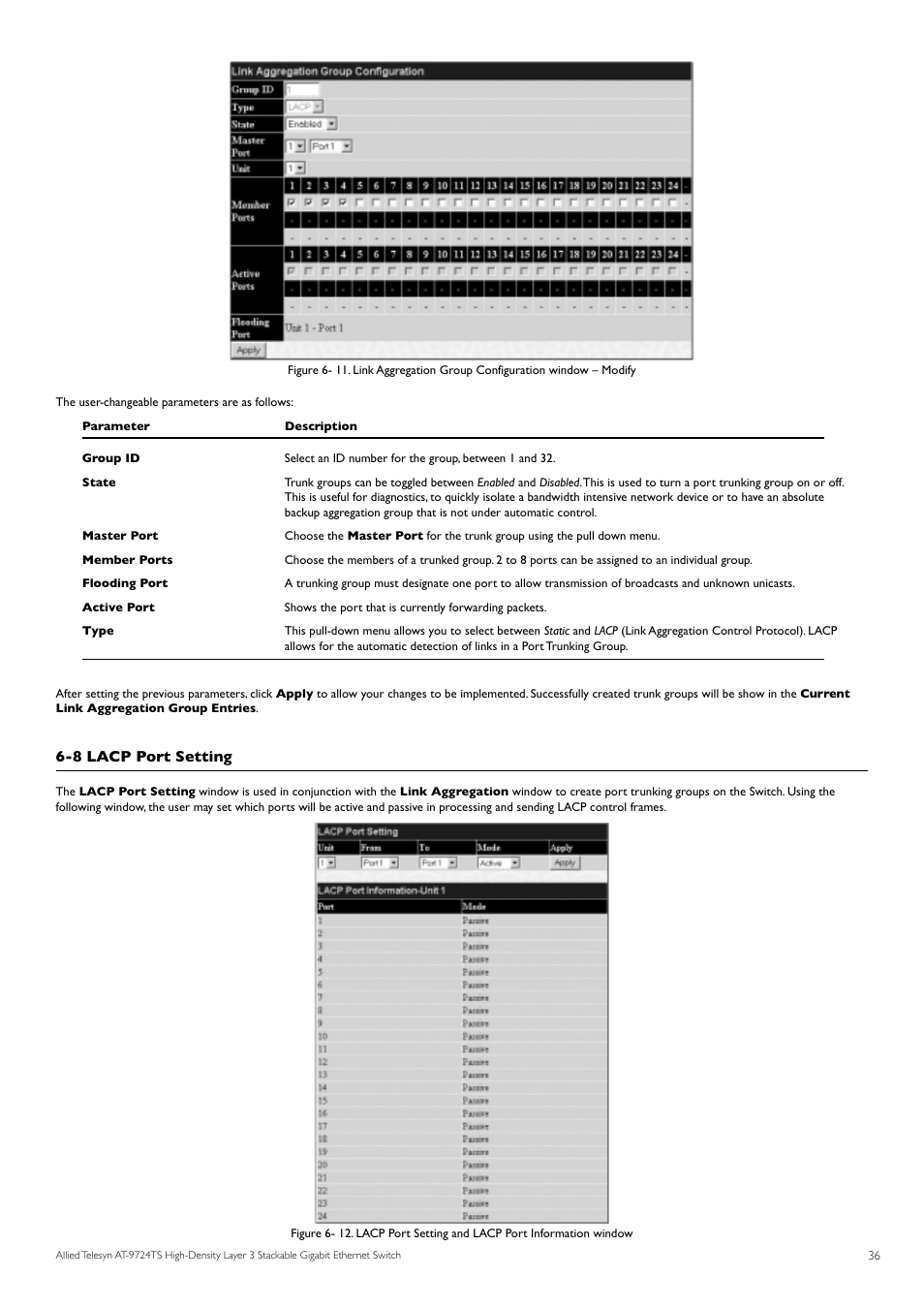 8 lacp port setting | Allied Telesis AT-9724TS User Manual | Page 37 / 197